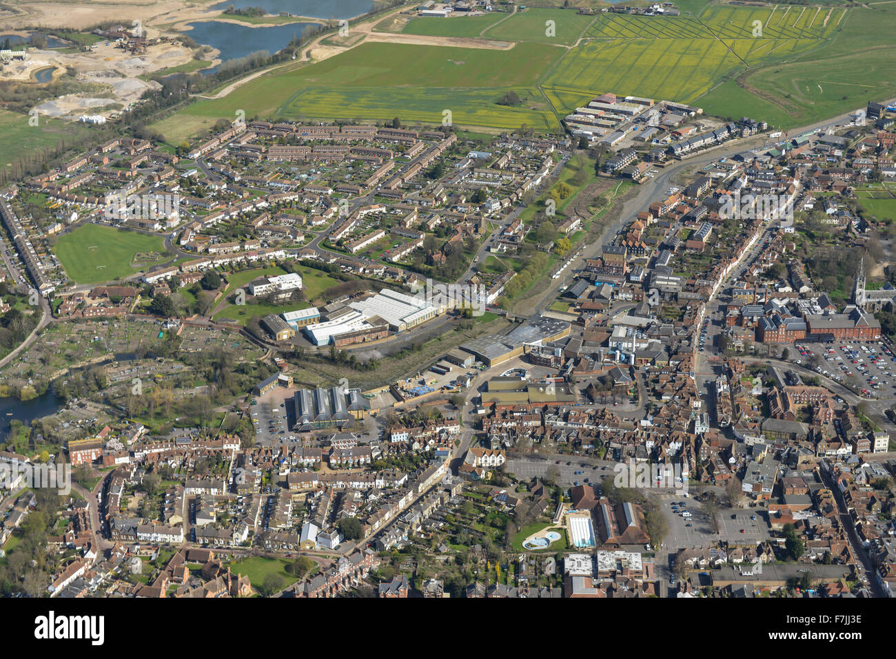 An aerial view of Faversham, a market town in Kent, UK Stock Photo - Alamy