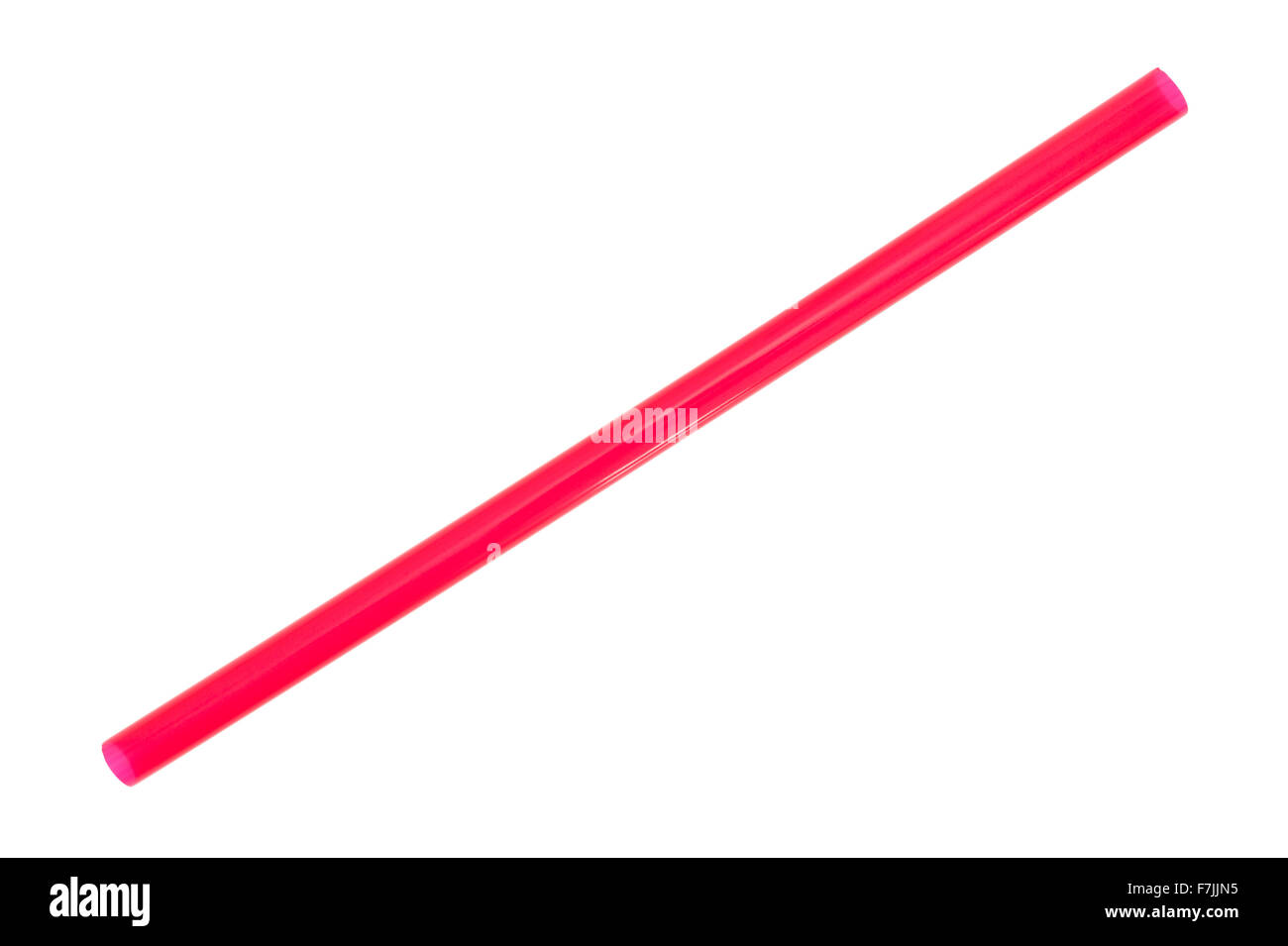 A jumbo sized red drinking straw for smoothies and milkshakes isolated on a white background. Stock Photo