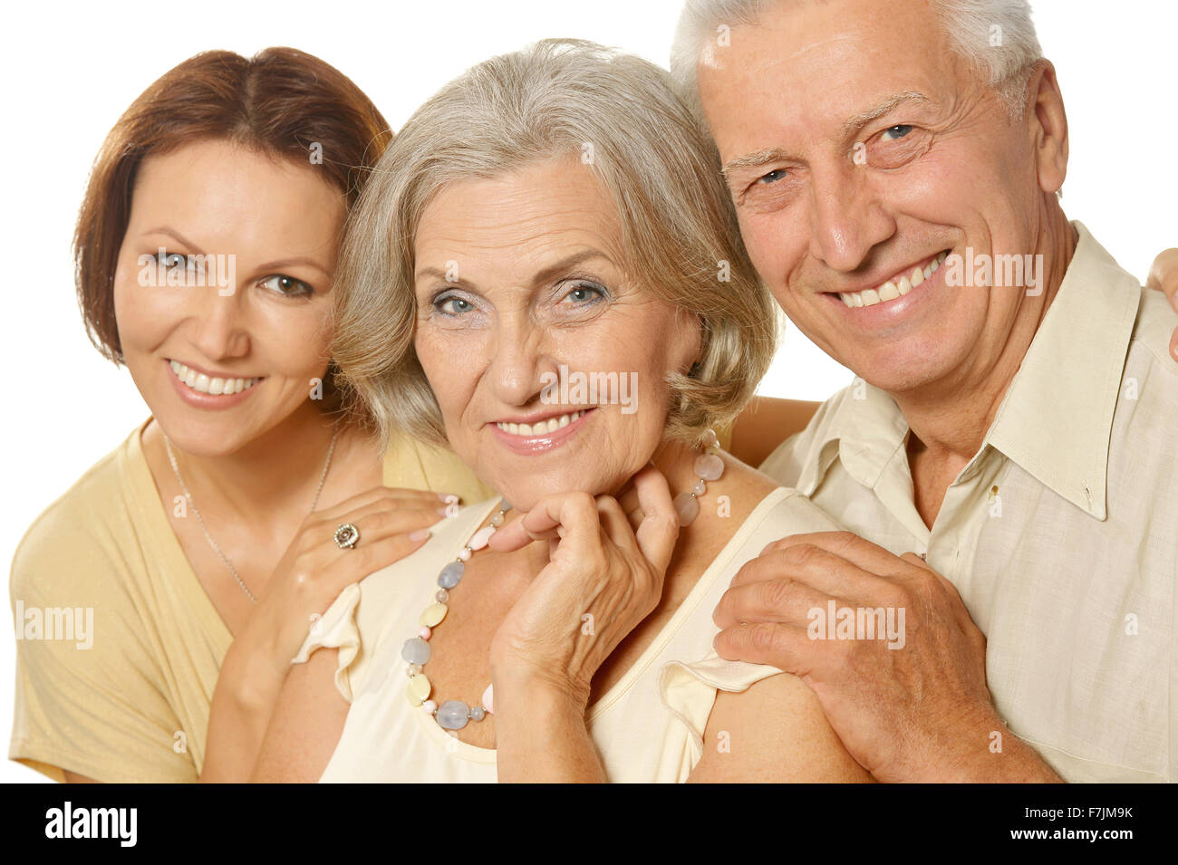 Happy senior parents with daughter Stock Photo