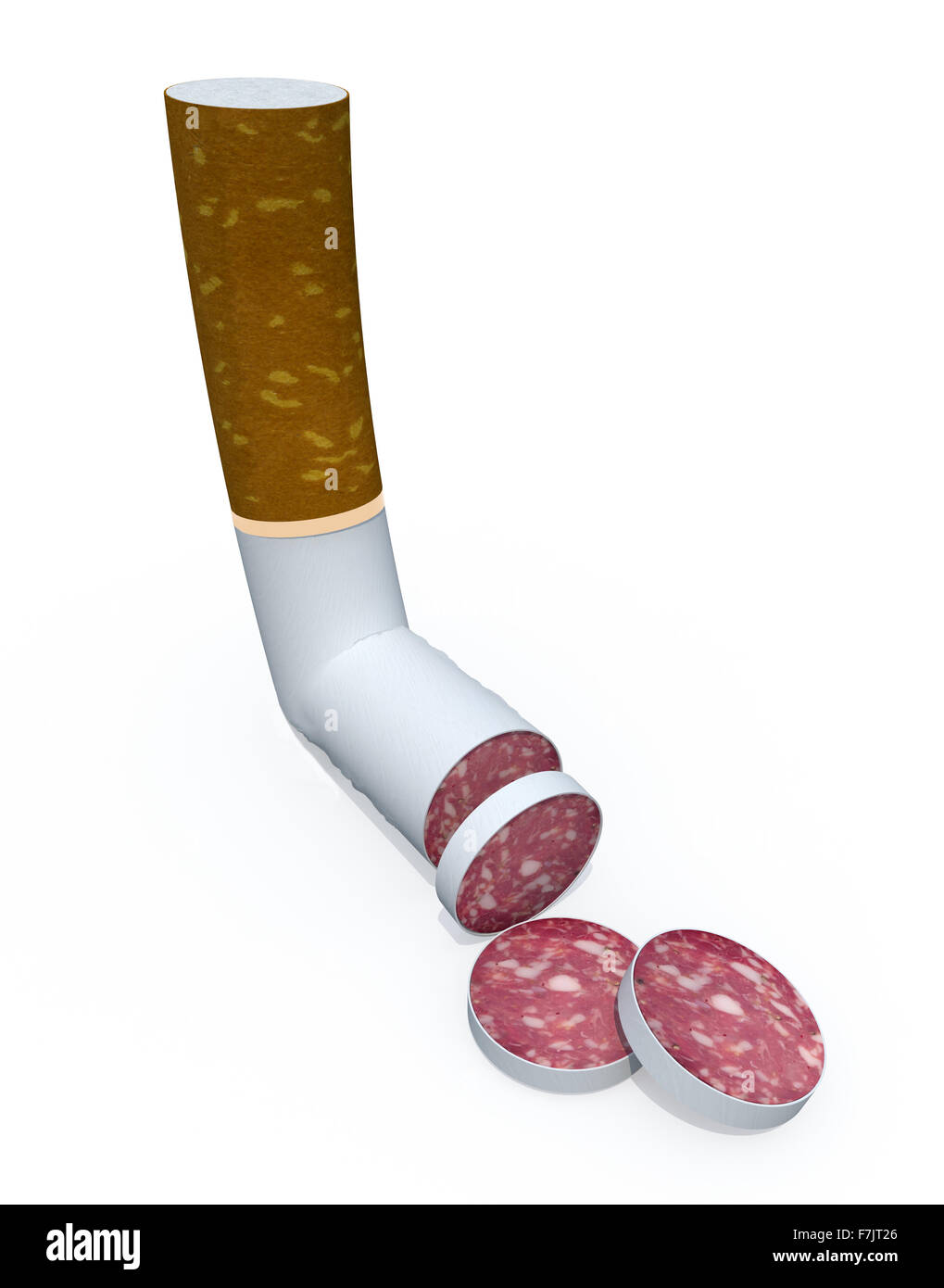 cigarette sliced like salami, healt food concept, 3d illustrator Stock Photo
