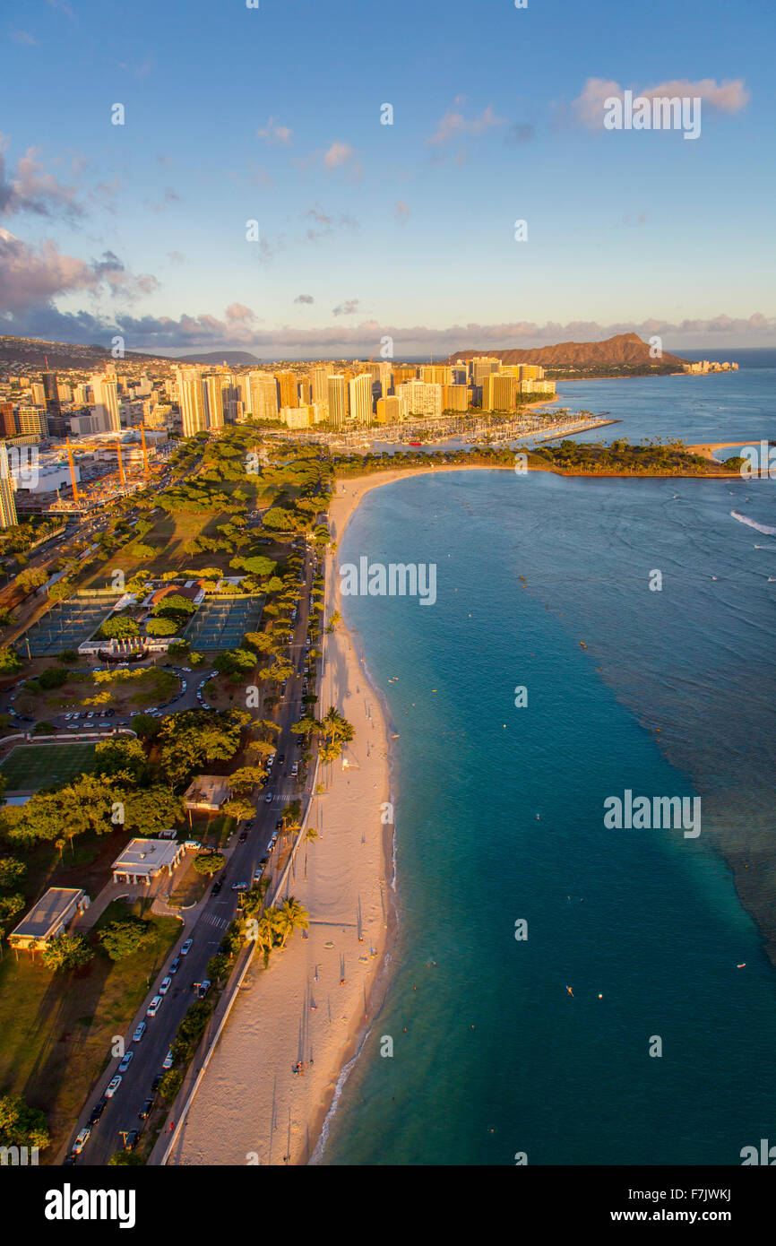 Aerial, Ala Moana Beach Park, Waikiki, Honolulu, Oahu, Hawaii Stock Photo Alamy