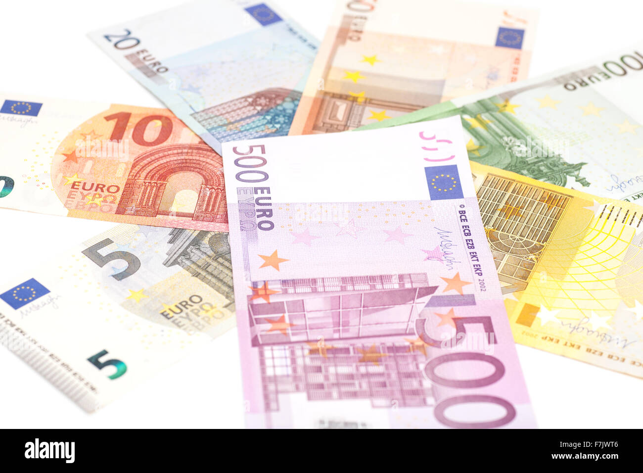 euro banknotes isolated on white background Stock Photo - Alamy
