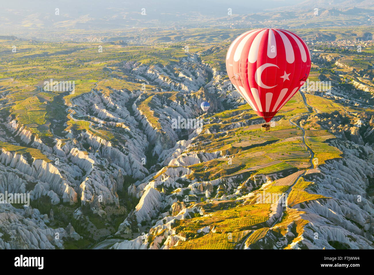 Cappadocia - Turkey, view from the balloon around Nevsehir, UNESCO Stock Photo