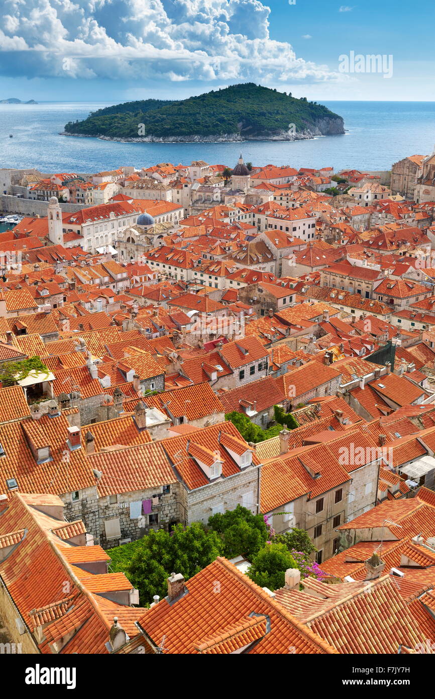 Dubrovnik Old Town, elevated view from City Walls, Croatia Stock Photo