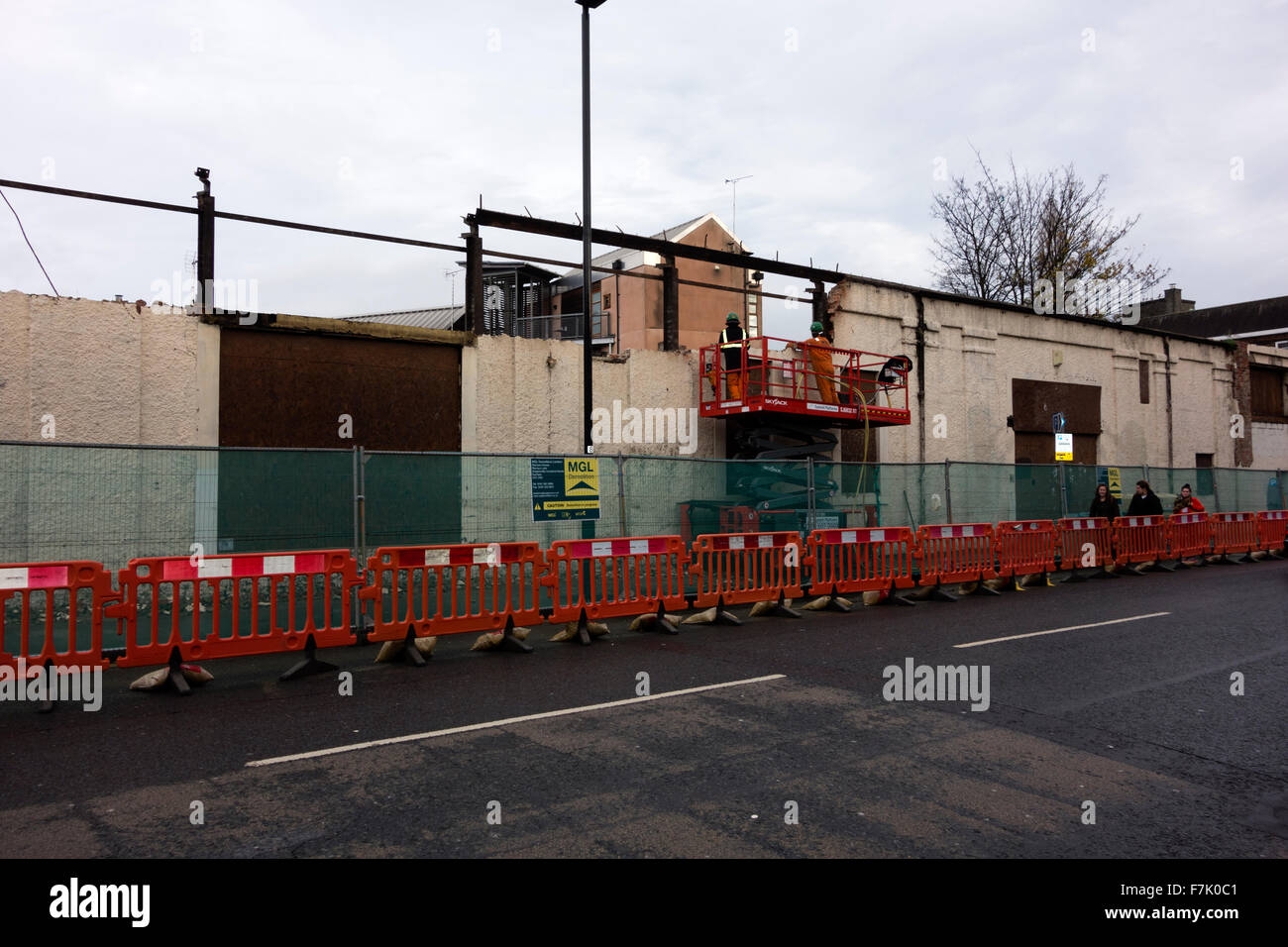 Piccadilly, York, Yorkshire, UK. 1st December, 2015. The Art Deco factory which was used by aeroplane manufacturer Airspeed is demolished in spite of protests that it should be preserved Credit:  William Edwards/Alamy Live News Stock Photo
