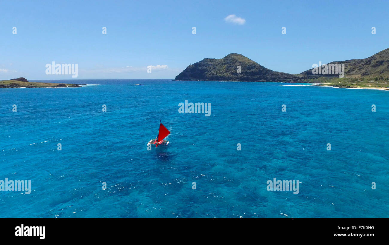 Outrigger Sailing Canoe, Makapuu, Beach, Oahu, Hawaii Stock Photo Alamy