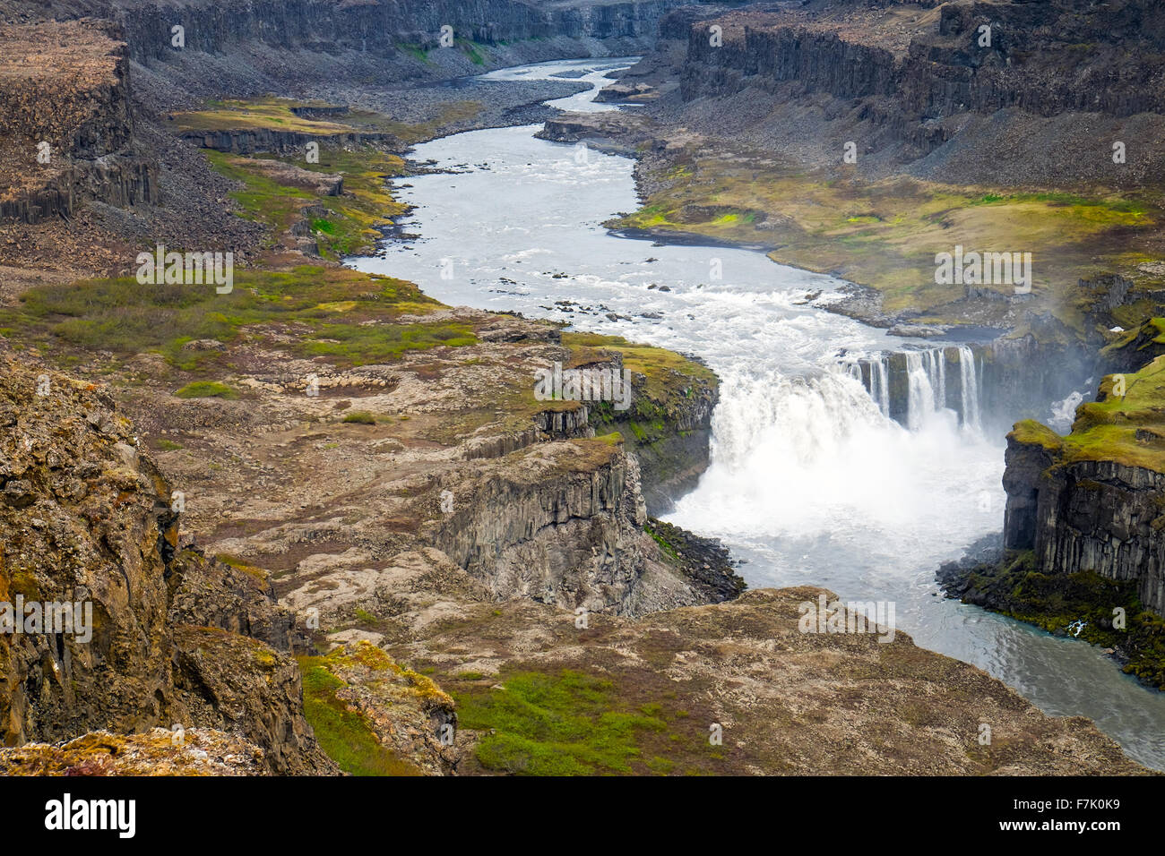 The Jokulsargljufur valley with the Hafragilsfoss waterfall in Iceland Stock Photo