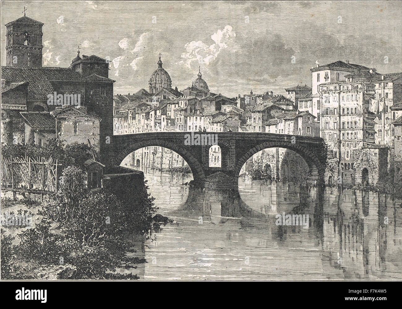 Quattro Capi Bridge Rome Circa 1870's Stock Photo