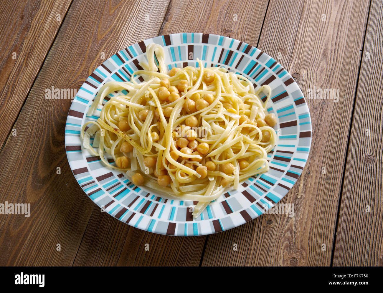 Ciceri e Tria pasta dish and chickpeas in Italian cuisine Stock Photo