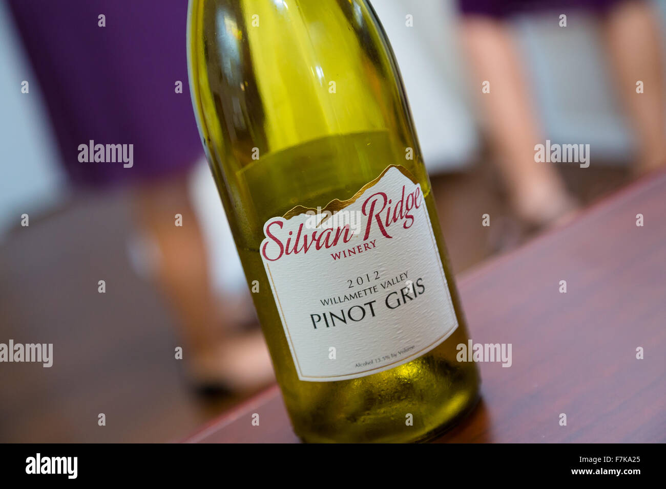 LORANE, OR - SEPTEMBER 6, 2014: Vintage 2012 Silvan Ridge Winery Pinot Gris from the Willamette Valley in bottle. Stock Photo