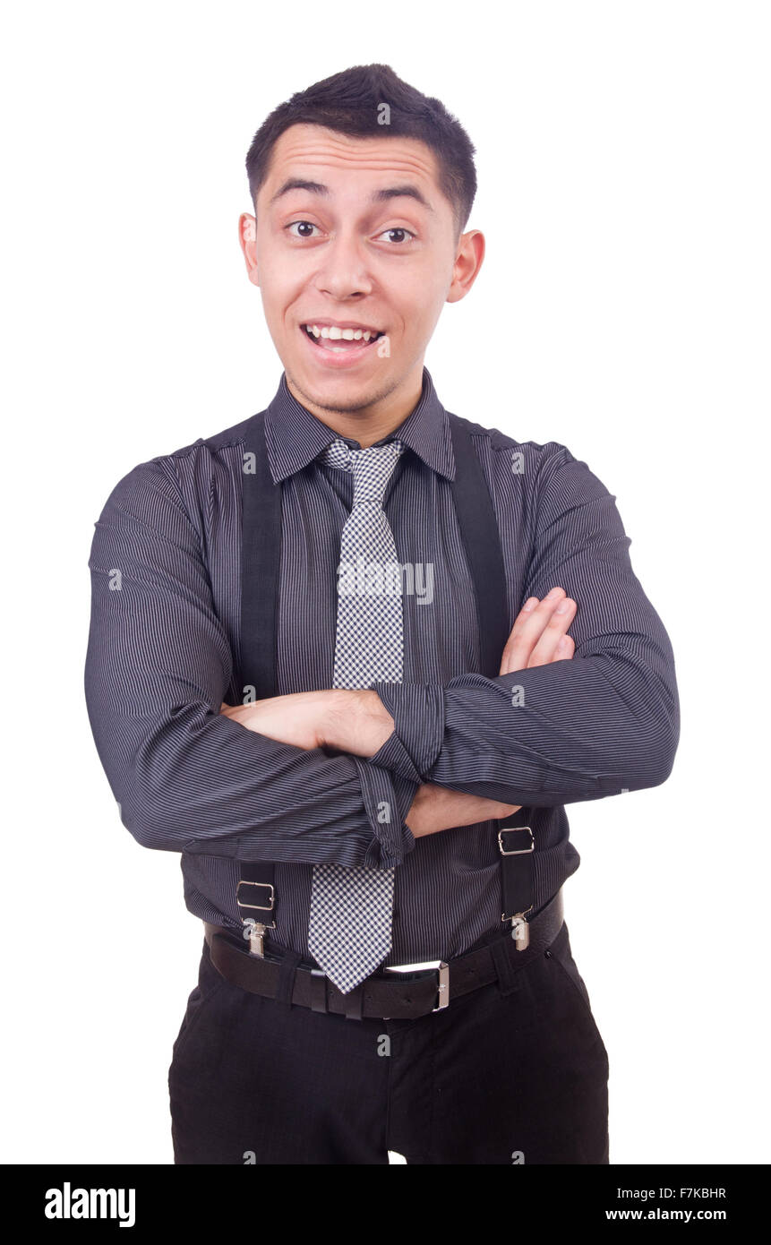 A young man wearing suit isolated on white Stock Photo - Alamy