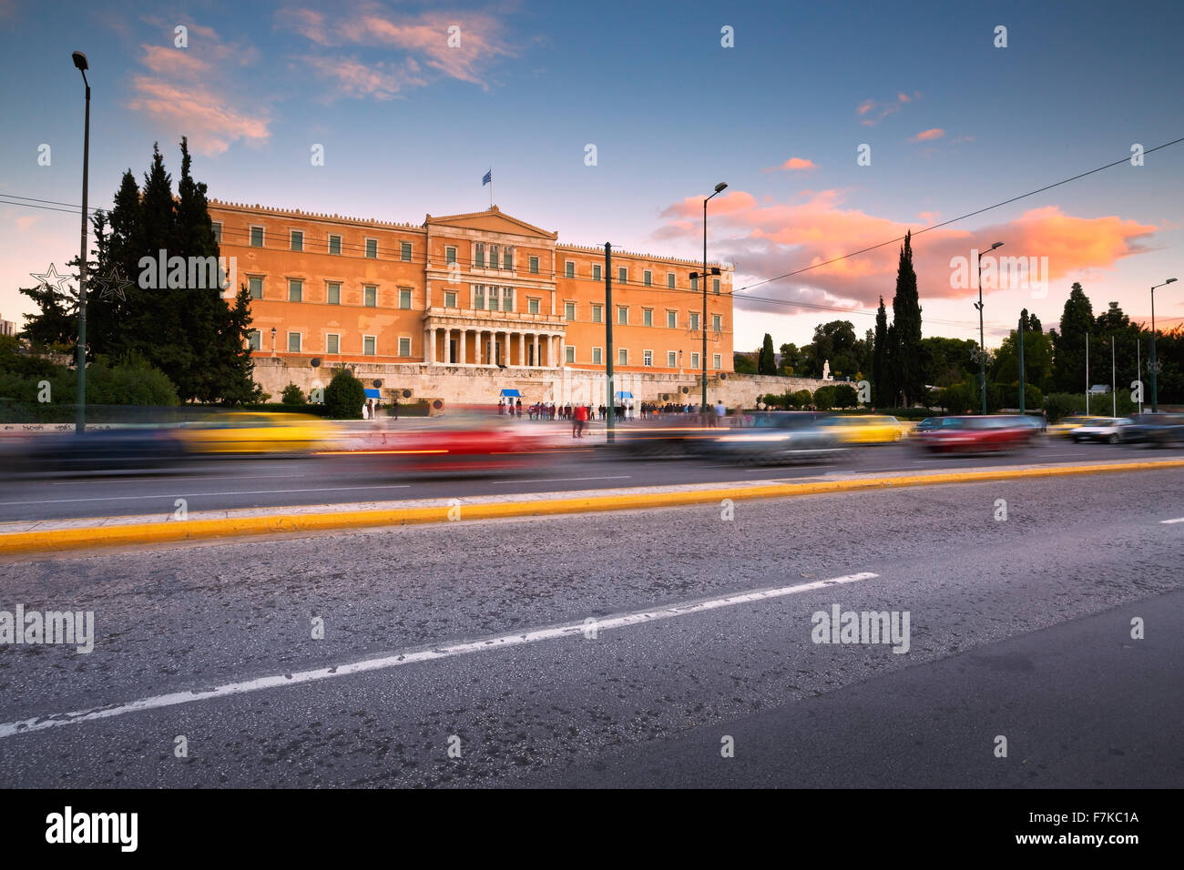 Building of Greek parliament in Syntagma square, Athens Stock Photo