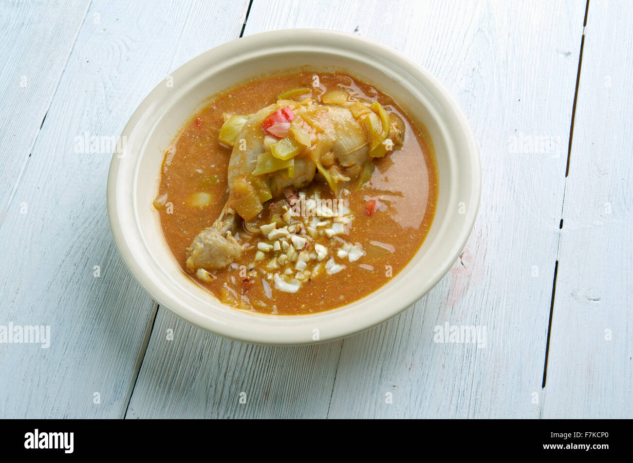Groundnut Soup -  West Africa Spicy Chicken Peanut Soup .  popular Ghanaian soup Stock Photo