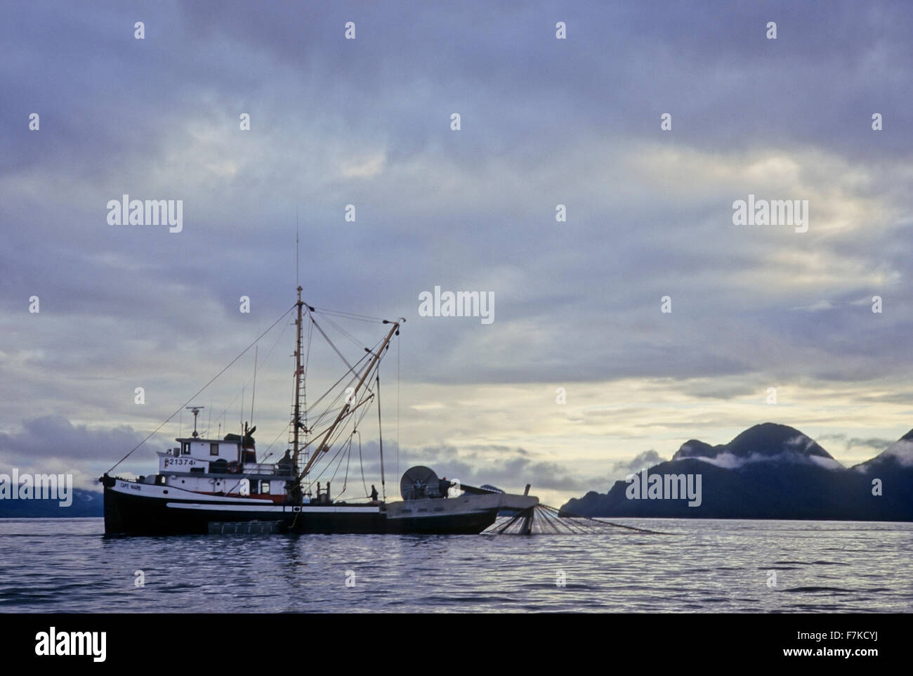 Commercial fishing seiner in Chatham Sound, British Columbia Stock Photo