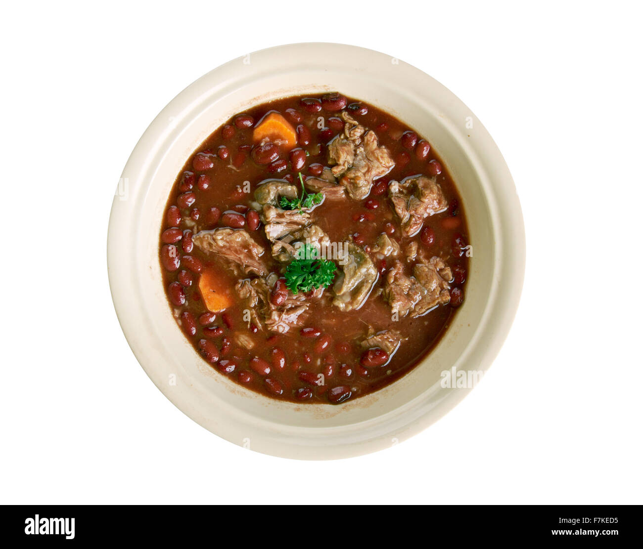 Brown Windsor soup -  hearty British meat soup. popular during the Victorian and Edwardian eras. Stock Photo