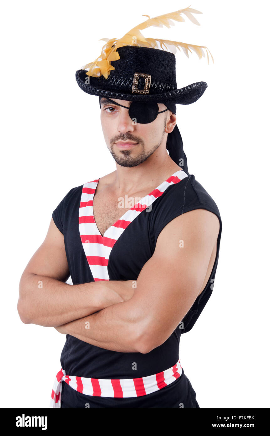 One eyed pirate isolated on the white Stock Photo Alamy