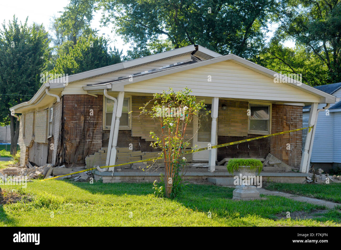 Home damaged by recent flooding, Indiana Stock Photo