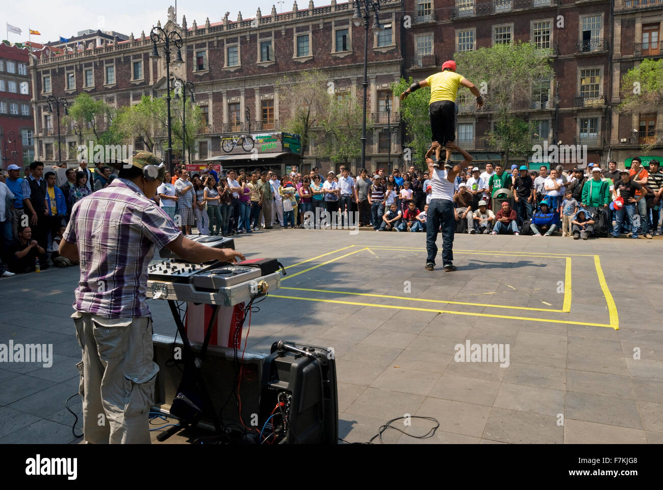 Mexican teen street performers in the Zocalo, Mexico City, Mexico Stock Photo