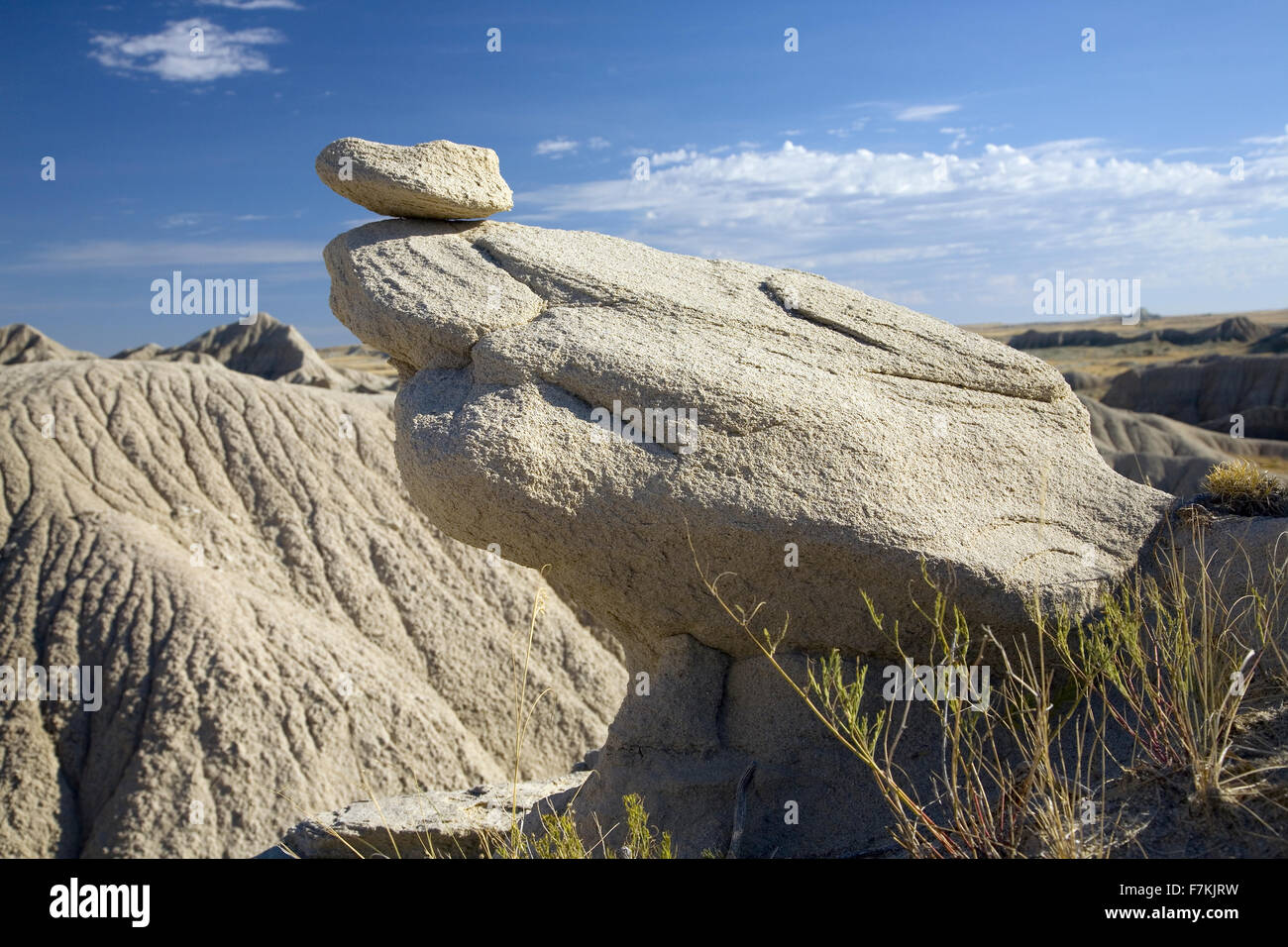 Rock formations in Toadstool Geologic Park, a region of badlands formed on the flank of the Pine Ridge Escarpment near Crawford, NE, the far Northwest of state Stock Photo