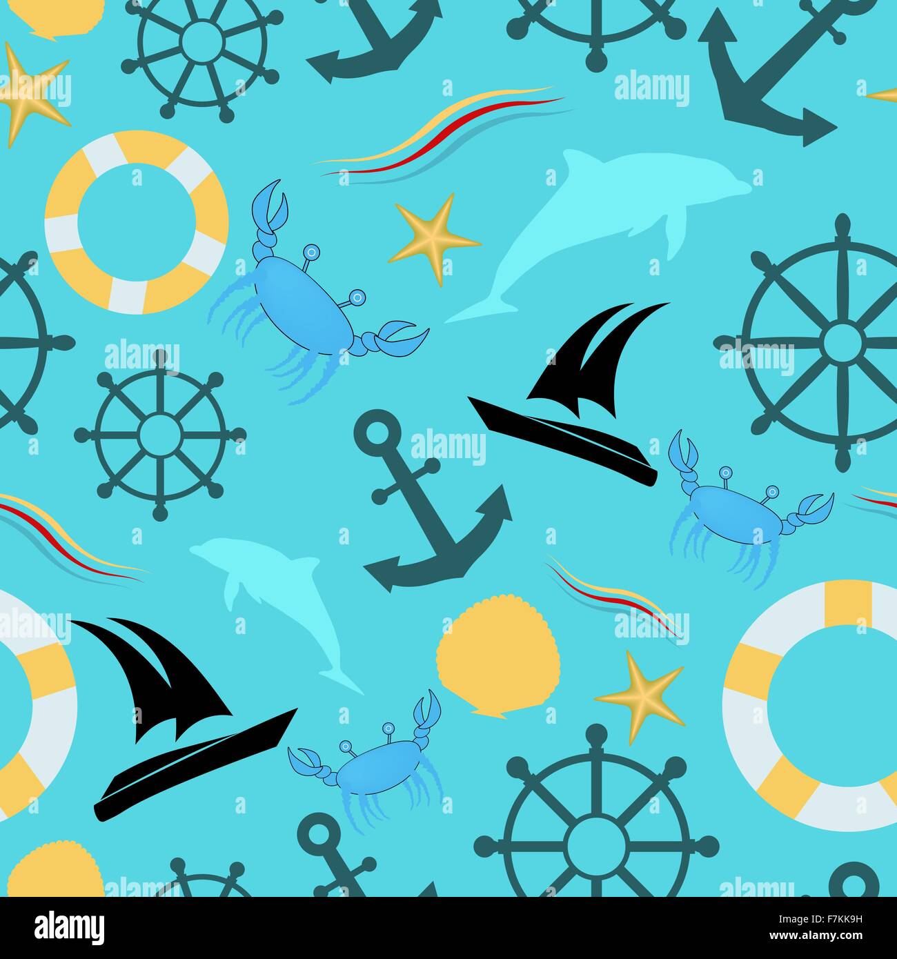 Seamless pattern with nautical elements Stock Vector Image & Art - Alamy