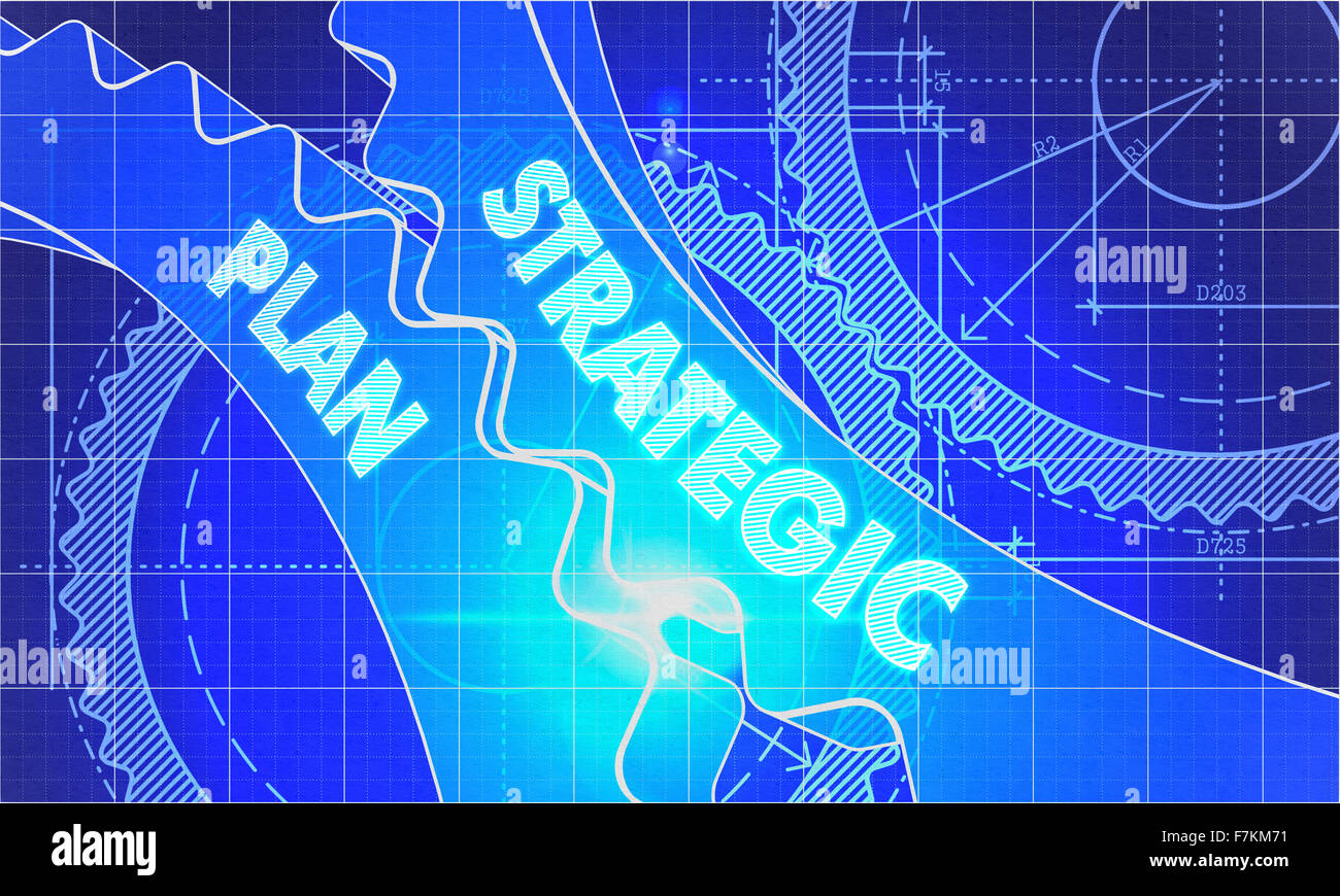 Strategic Plan on the Gears. Blueprint Style Stock Photo Alamy