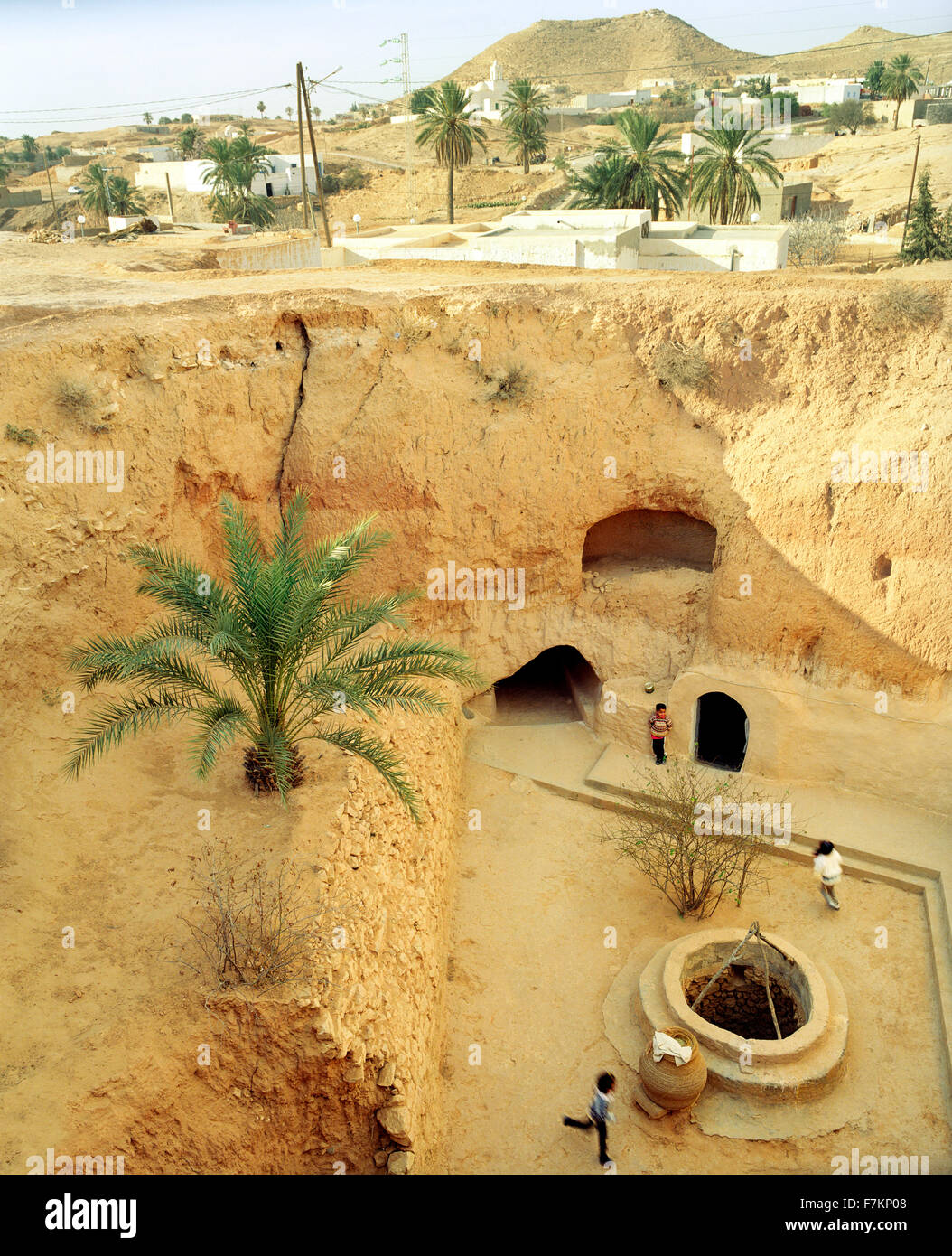 Underground dwellings in Tunisian town of Matmata. Stock Photo