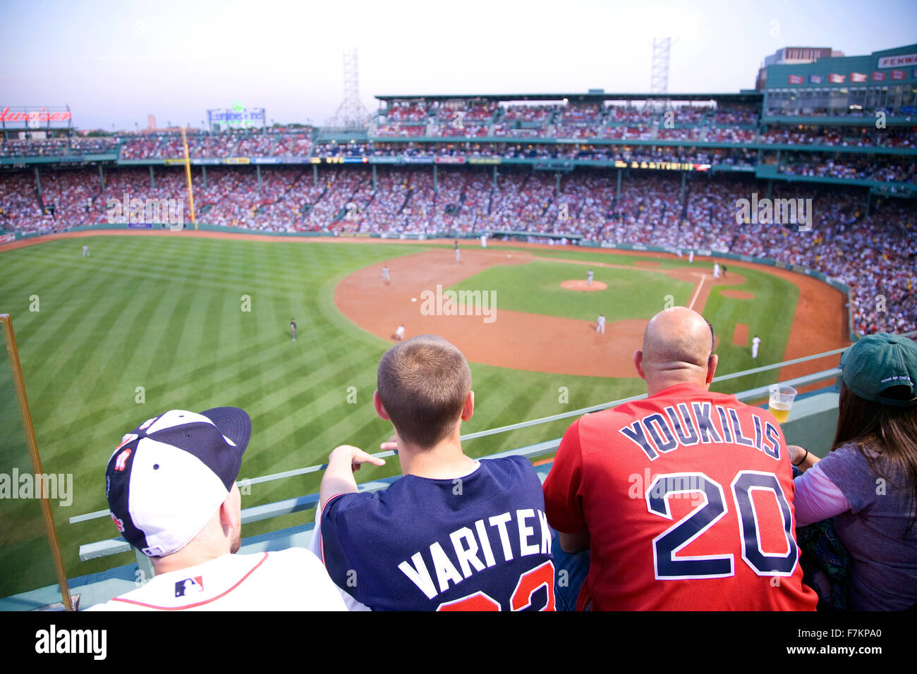 Boston Red Sox baseball crowd watches game at historic Fenway Park, Boston Red Sox, Boston, Ma., USA, May 20, 2010, Red Sox versus Minnesota Twins, attendance, 38,144, Red Sox win 6 to 2 Stock Photo