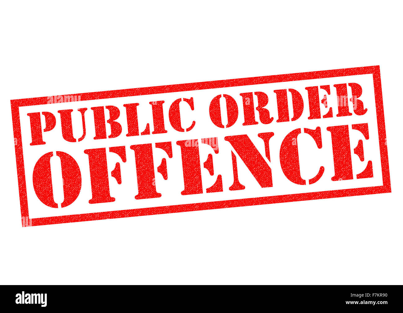 PUBLIC ORDER OFFENCE red Rubber Stamp over a white background. Stock Photo