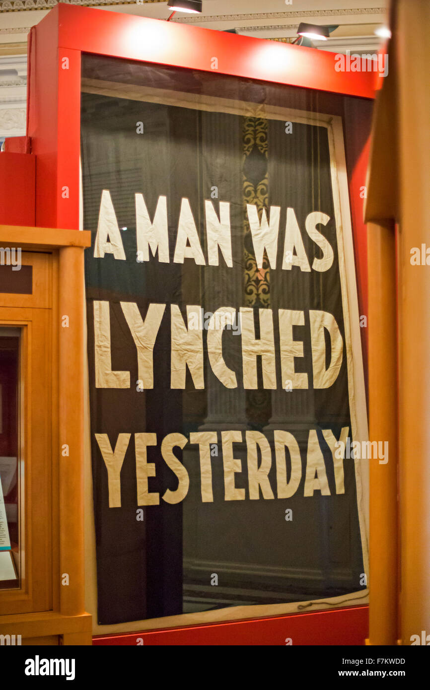 Washington, DC - An exhibit on the 1964 Civil Rights Act at the Library of Congress includes the NAACP's anti-lynching flag. Stock Photo
