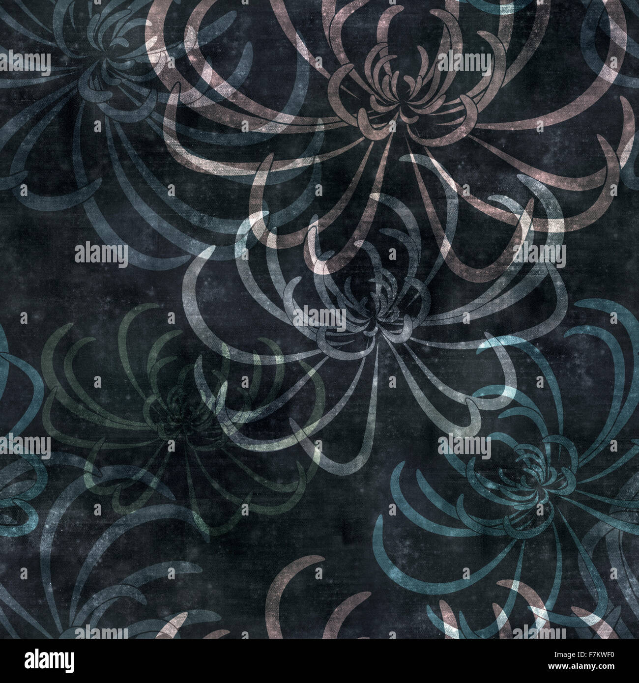 seamless repeatable old paper background with spider chrysanthemum