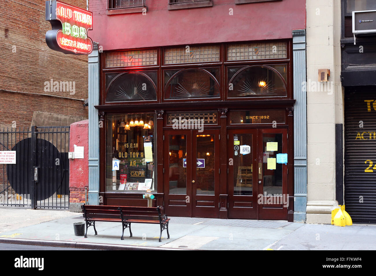 Old Town Bar and Restaurant, 45 E.18th St, New York. exterior storefront of a bar and restaurant in the Gramercy neighborhood of Manhattan. Stock Photo