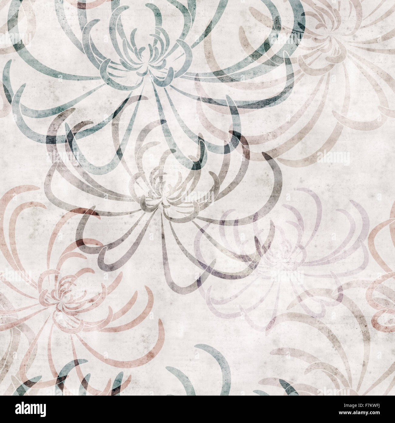 seamless repeatable old paper background with spider chrysanthemum