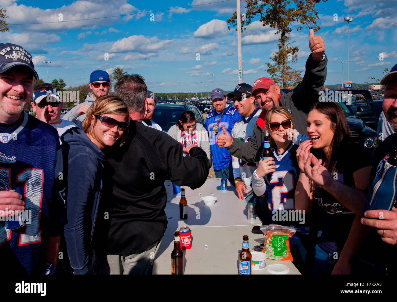 Tailgate party before New England Patriots play Dallas Cowboys in NFL