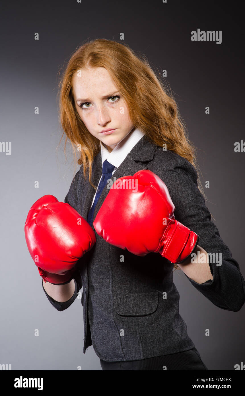 Woman boxer in dark room Stock Photo - Alamy