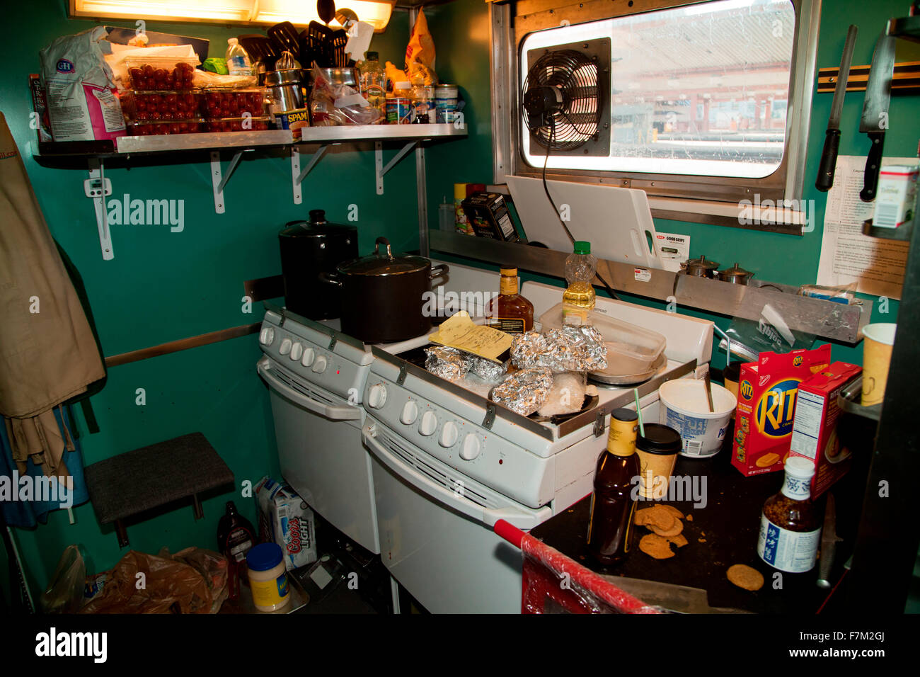 21st Century train kitchen on Pearl Harbor Day Troop train reenactment