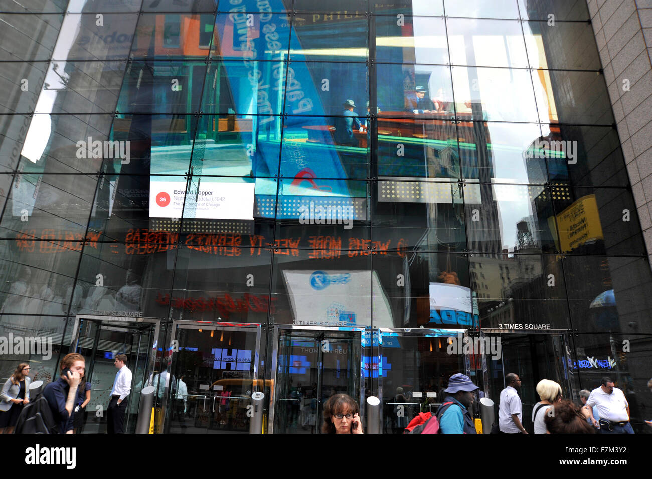 Edward Hopper painting appears on digital billboard in New York's Times Square as part of the Art Everywhere event Stock Photo