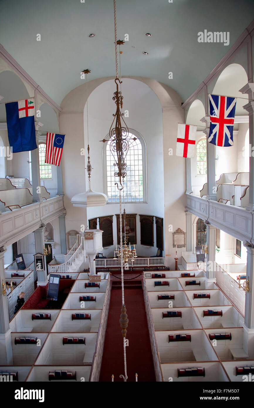 Elevated interior view of historic Old North Church now known as Christ ...