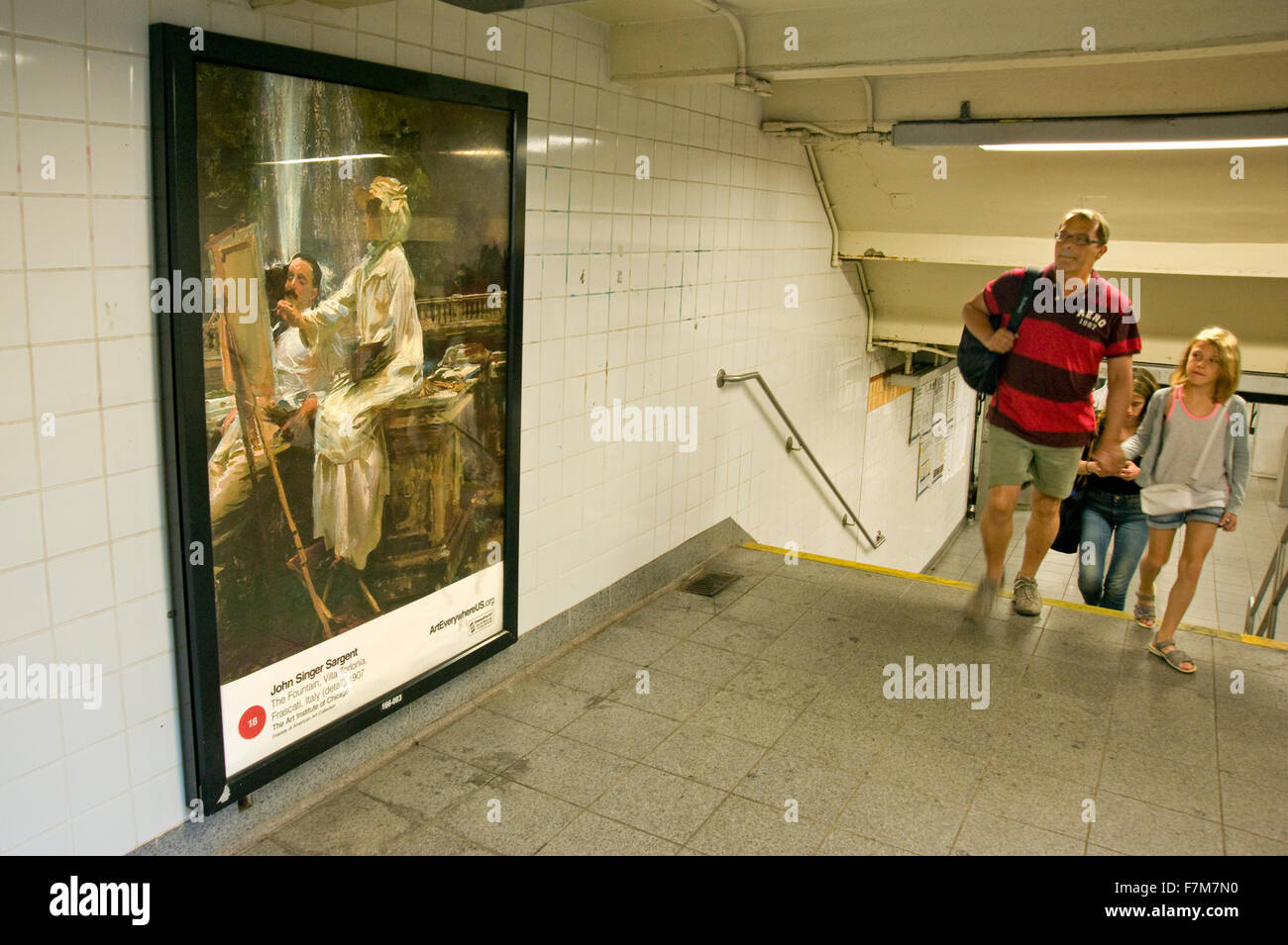 John Singer Sargent painting reproduced on advertising panel in subway station as part of the Art Everywhere event in New York Stock Photo