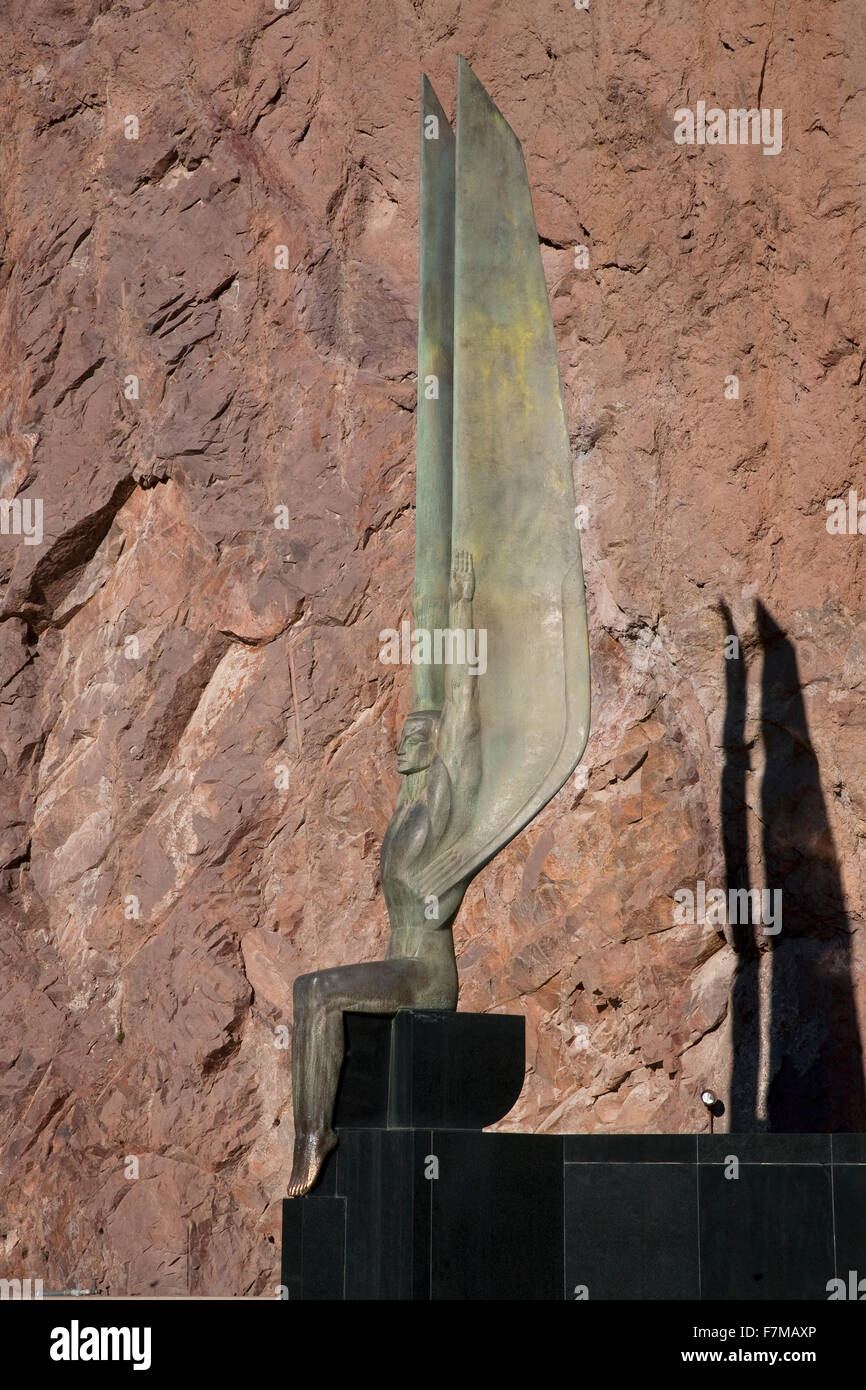 Winged Figures of the Republic by Oskar J. W. Hansen, part of the monument of dedication on the Nevada side of the Hoover Dam (Boulder Dam) outside of Las Vegas, Nevada, Boulder City Stock Photo