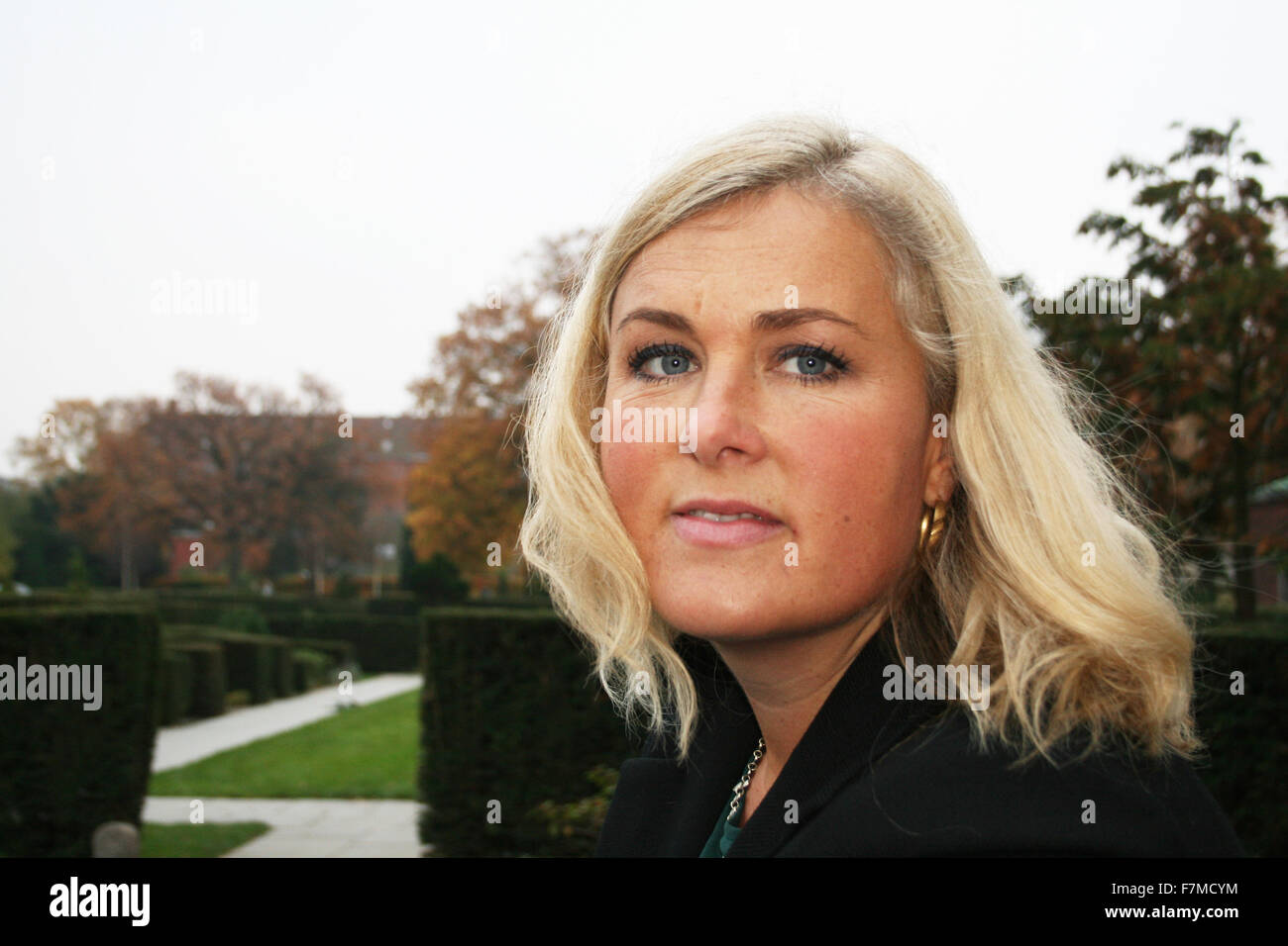 Copenhagen, Denmark. 03rd Nov, 2015. Mortician Sille Kongstad rides a