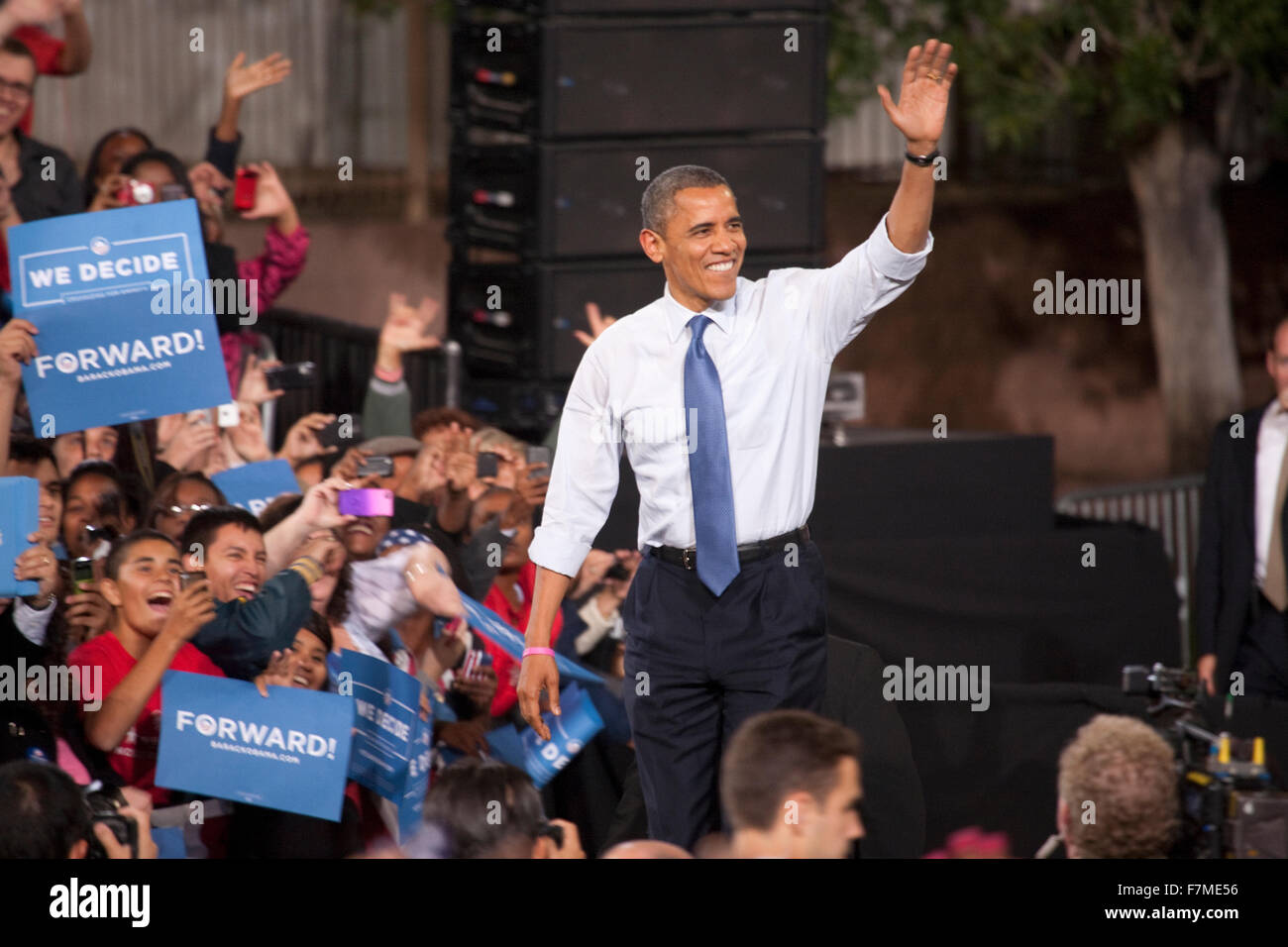 President Barack Obama at Presidential Campaign Rally, October 24, 2012, Doolittle Park, Las Vegas, Nevada Stock Photo