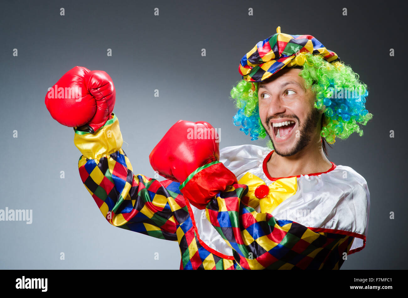 Funny clown with boxing gloves Stock Photo Alamy