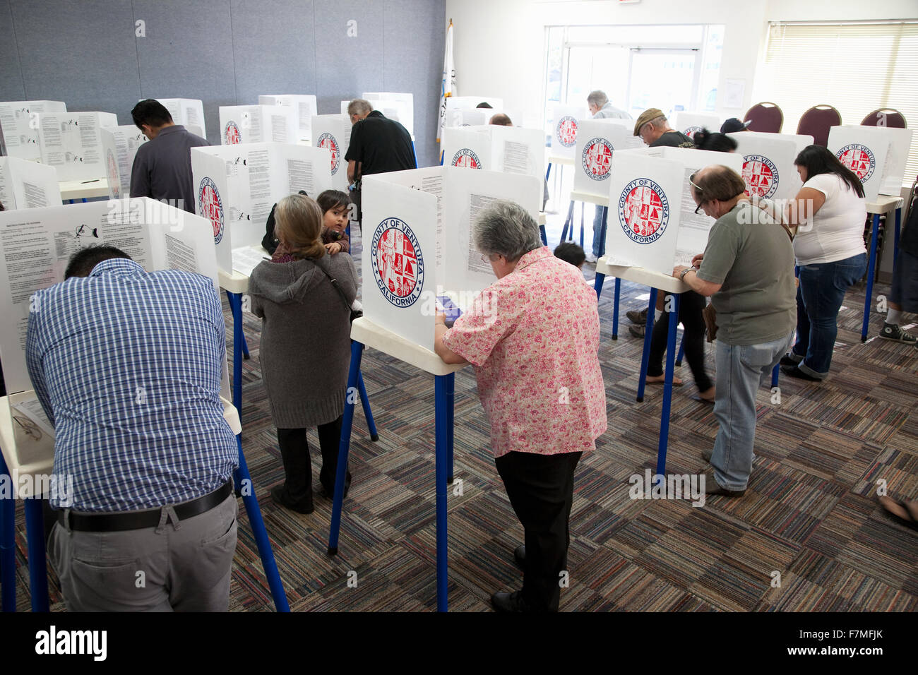 Voters in polling station voting in 2012 Presidential Election, Ventura County, California, November 6, 2012 Stock Photo