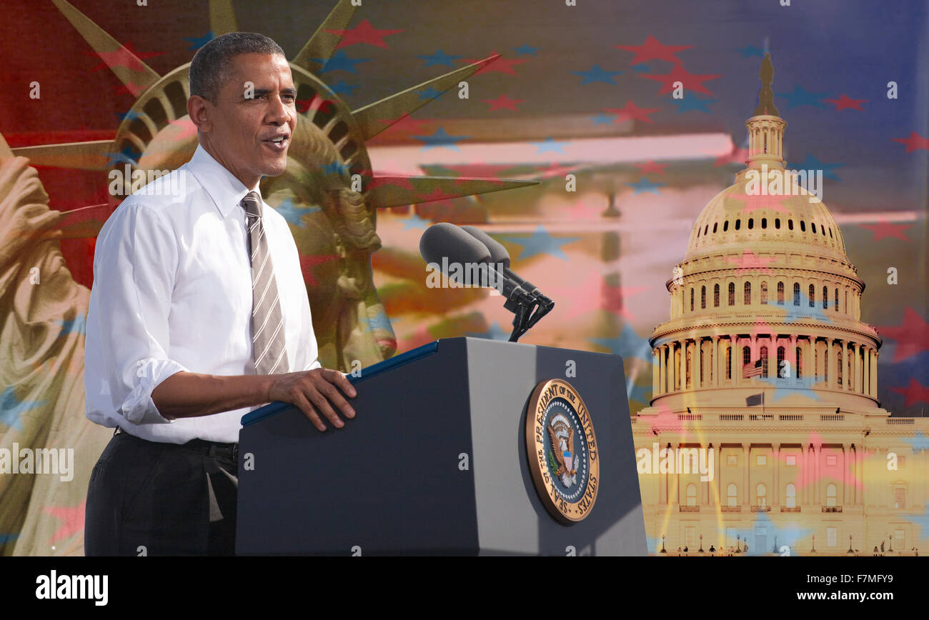 President Barack Obama composite portrait taken in November, 2012 during 2012 Presidential Campaign, Las Vegas, Nevada Stock Photo