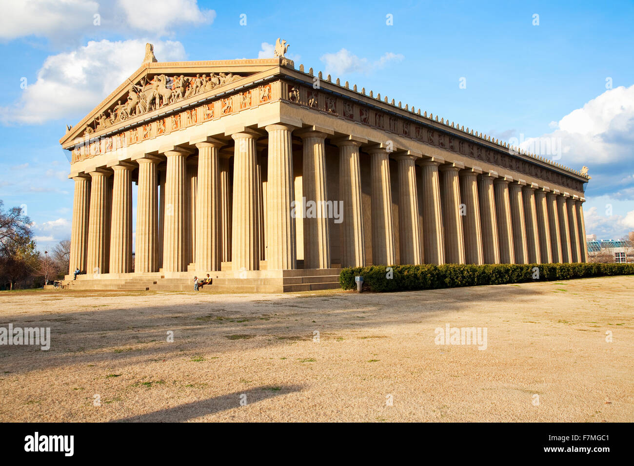 The Parthenon, Nashville, Tennessee, Centennial park, Full scale replica of Greek Parthenon at sunset Stock Photo