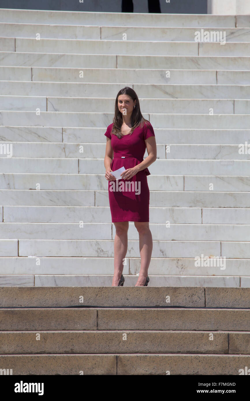 MSNBC TV host Krystal Ball at the National Action to Realize the Dream march and rally for the 50th Anniversary of the march on Washington and Martin Luther King's I Have A Dream Speech, August 24, 2013, Lincoln Memorial, Washington, D.C. Stock Photo