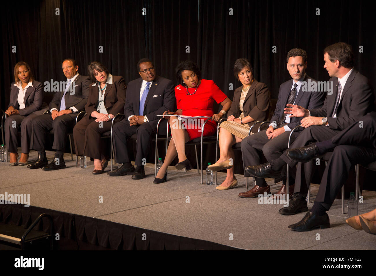 Newseum panel for Martin Luther King 50th Anniversary,  'No Lie Can Live Forever,' Washington, D.C. aired C-SPAN TV Stock Photo