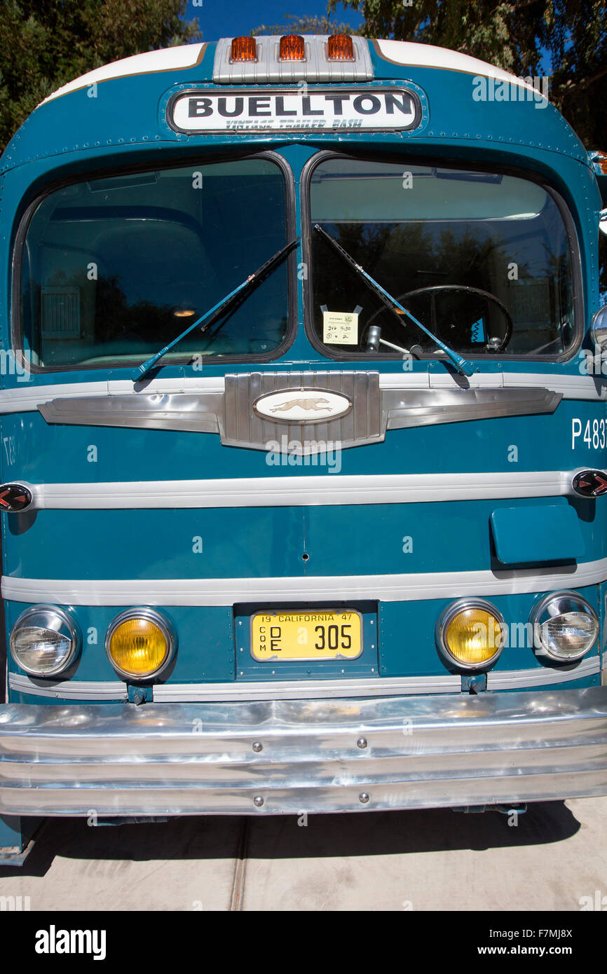 Vintage Converted Bus into RV at the 4th Annual Vintage Trailer Bash, Flying Flag RV Resort, Buellton, California Stock Photo
