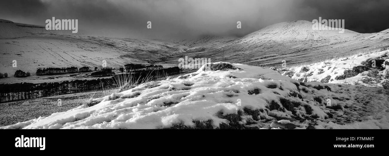 Beautful landscape across Brecon Beacons in Winter Stock Photo