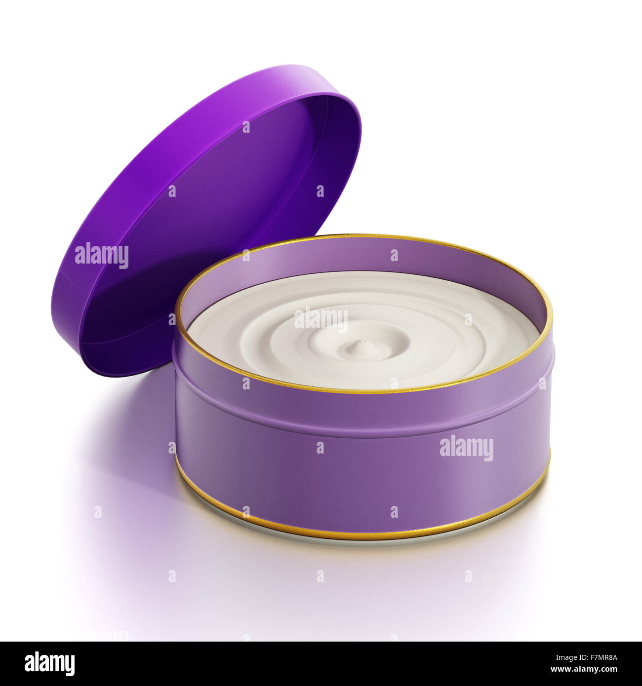 Moisturizer cream in purple container isolated on white background